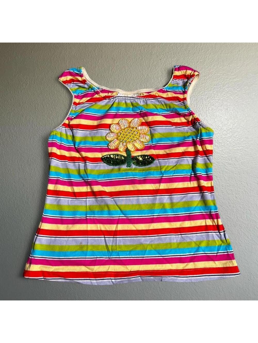 Sunflower Y2K Orange Juice Striped Embroidered Sequin Kidcore Tank Top Cami